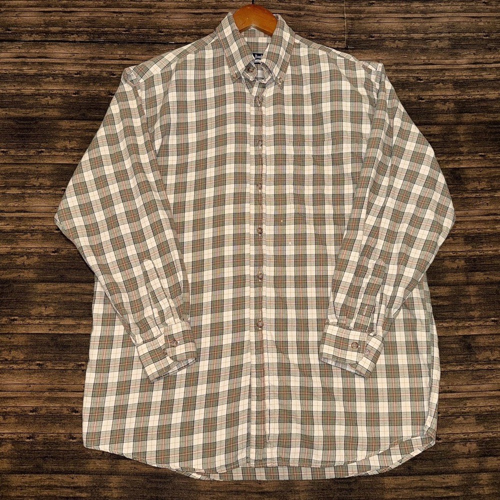 Jos A Bank Sportswear Plaid Button Down Shirt Mens M Green Cotton Casual